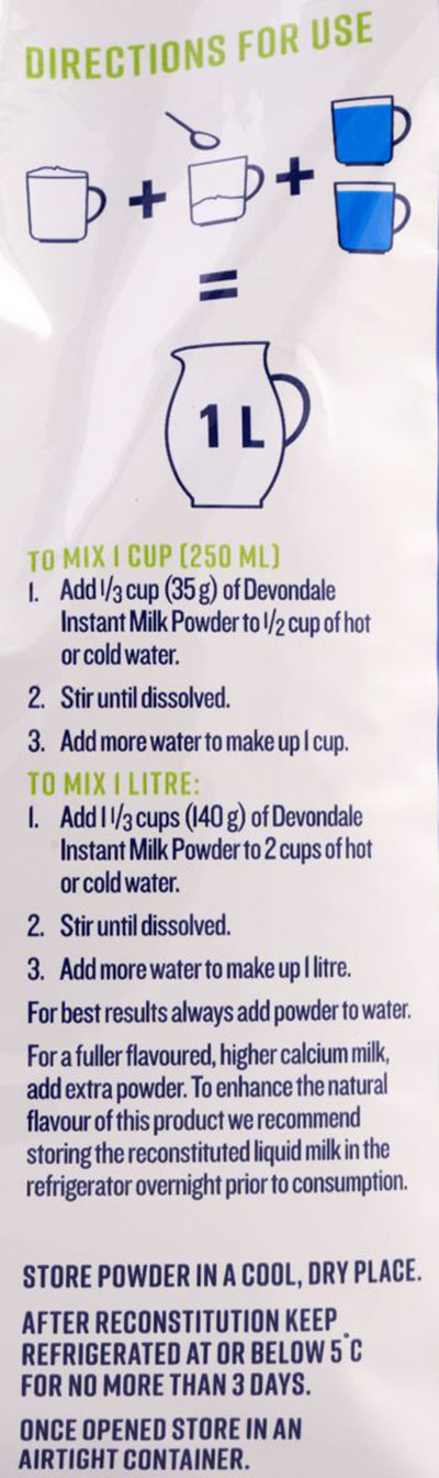 cách pha sữa bột devondale